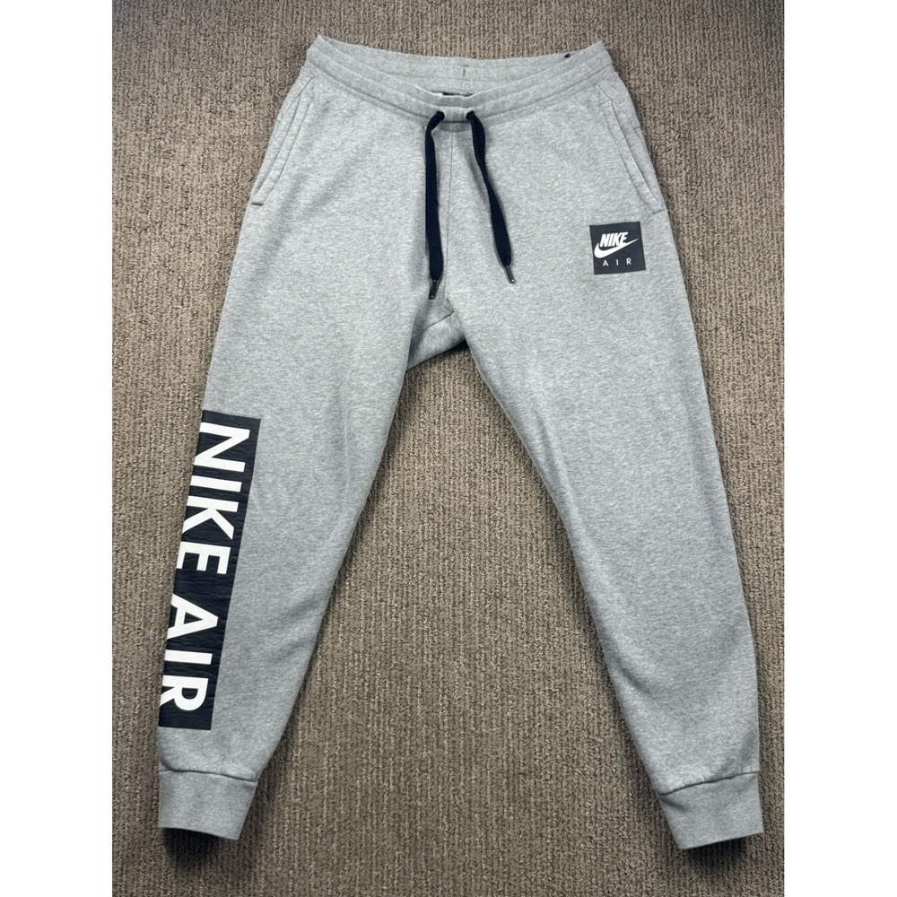Nike Air Fleece Jogger Sweatpants Mens M Pockets Drawstring Graphic Logo Grey